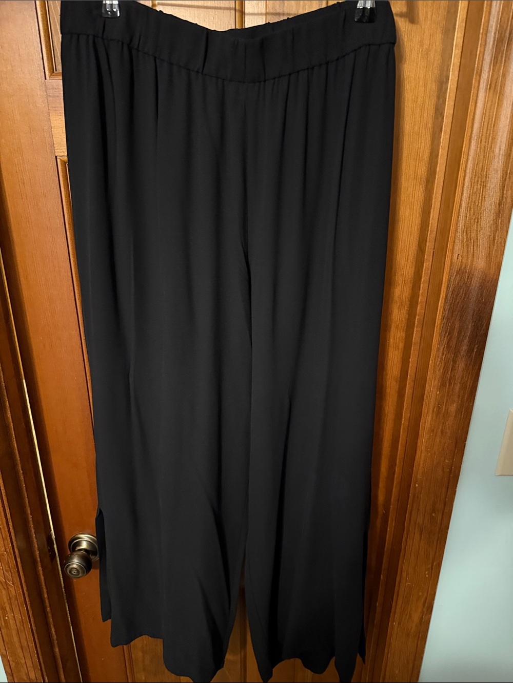 Eileen Fisher XL Silk Wide-Leg Black Women's Pants